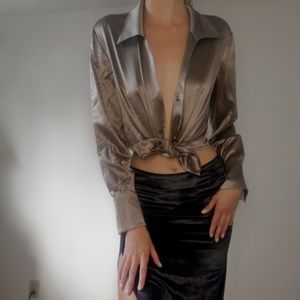 Lafayette 100% silk shirt brown